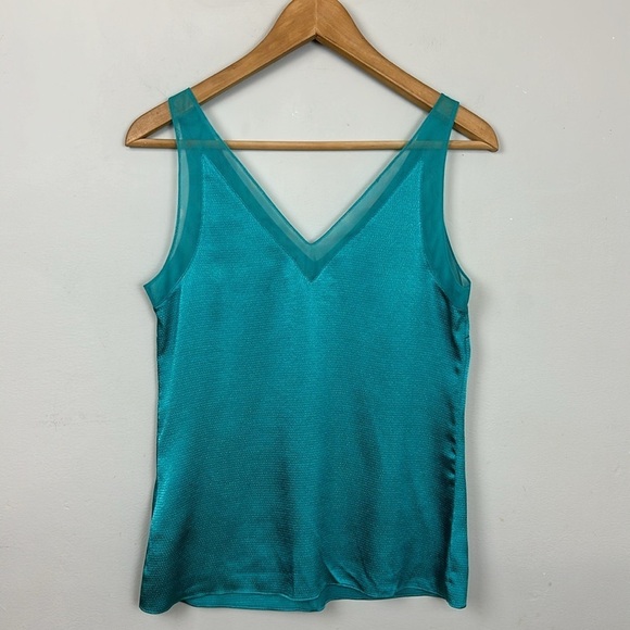 Ted Baker Lilyane Mesh-Trimmed Top Turquoise Sz 1/ XS - Picture 6 of 10